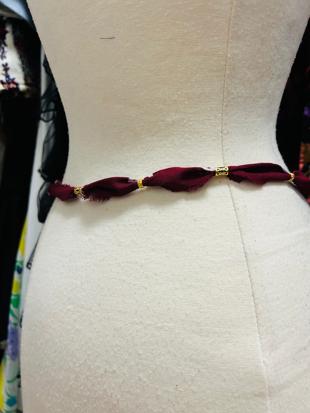 Handmade Bandana & Pearl Drop Necklace or Belt