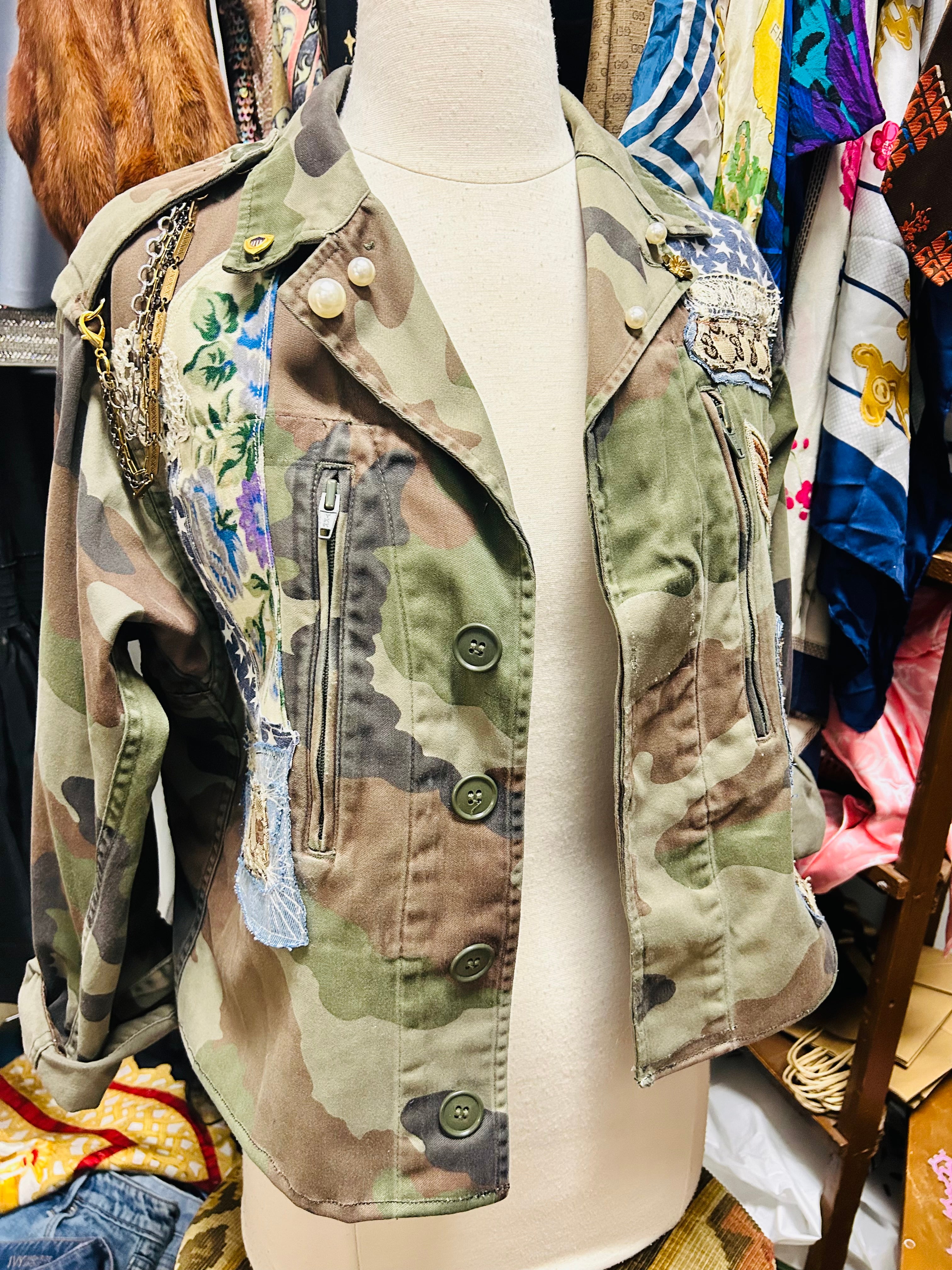 OOAK Vintage Military Scarf/Remix Jacket