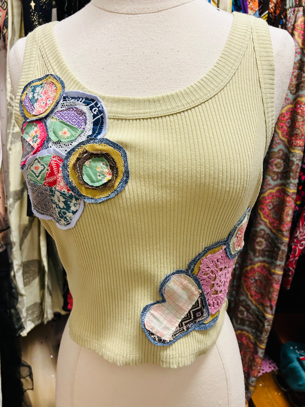 OOAK Vintage Quilt Square Dot Tank
