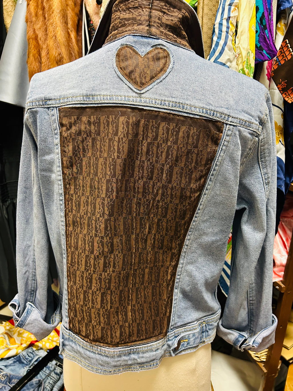 OOAK YSL Scarf Denim Jacket