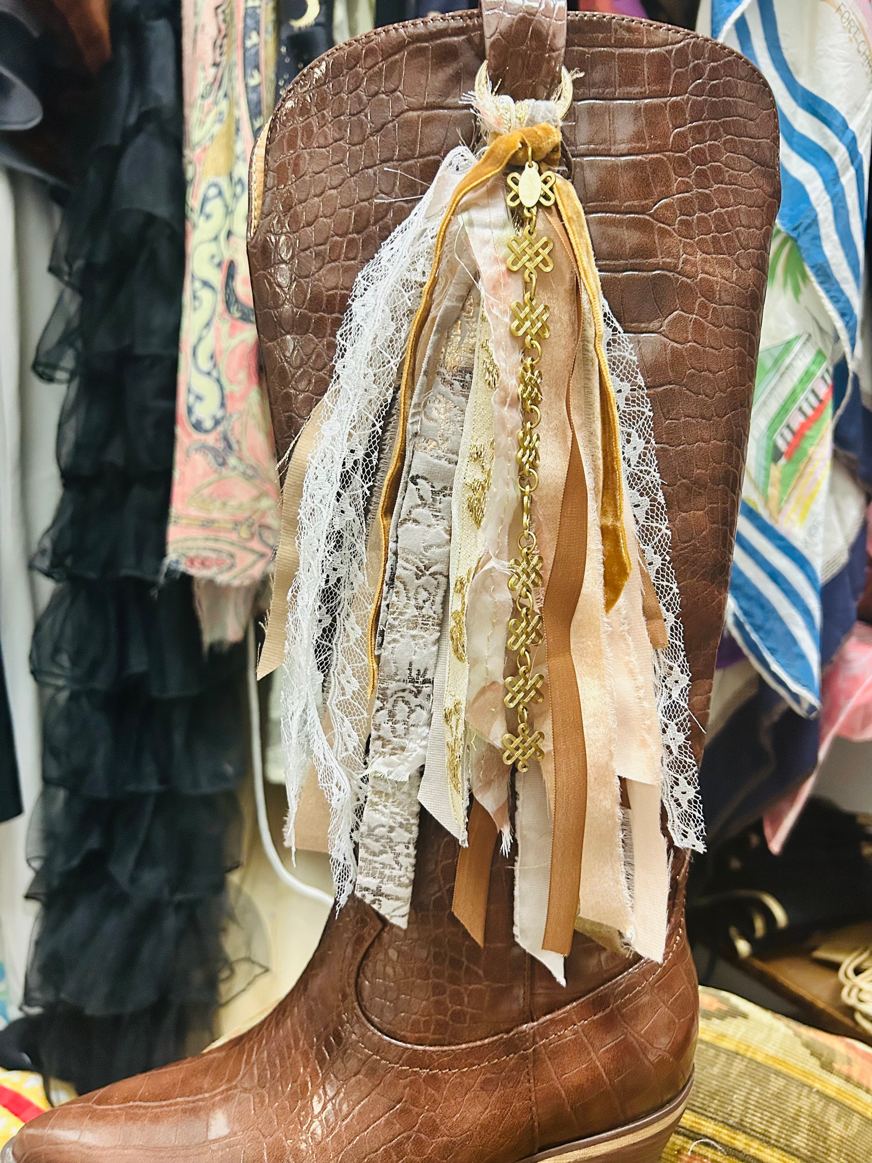 OOAK Velvet Peach Bag/Boot Charm