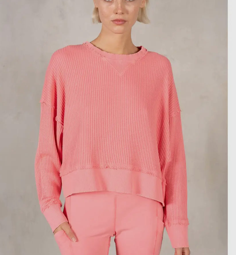 LS Waffle Oversized Top