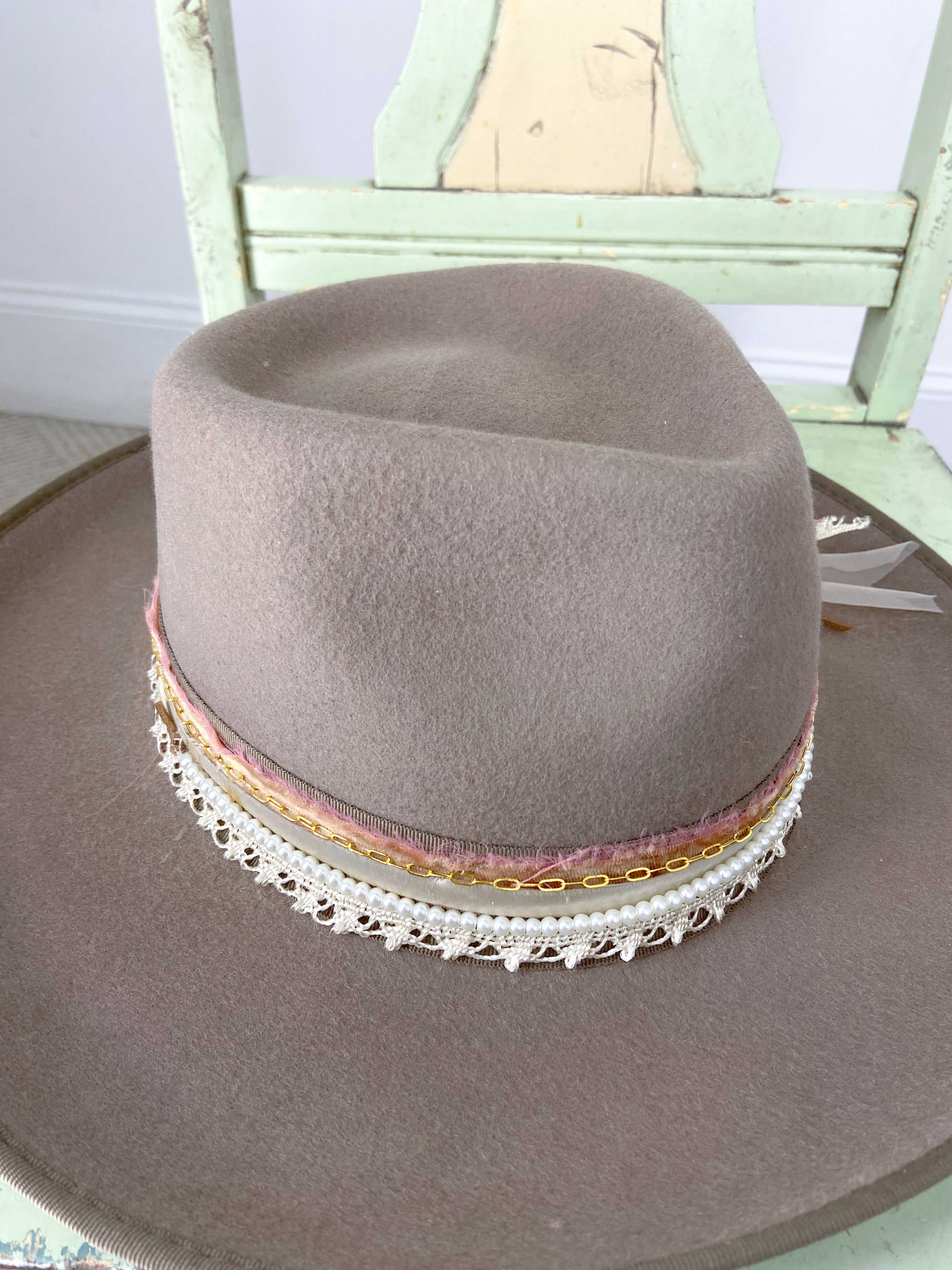 OOAK Peter Grim Taupe Upcycled Wool Hat