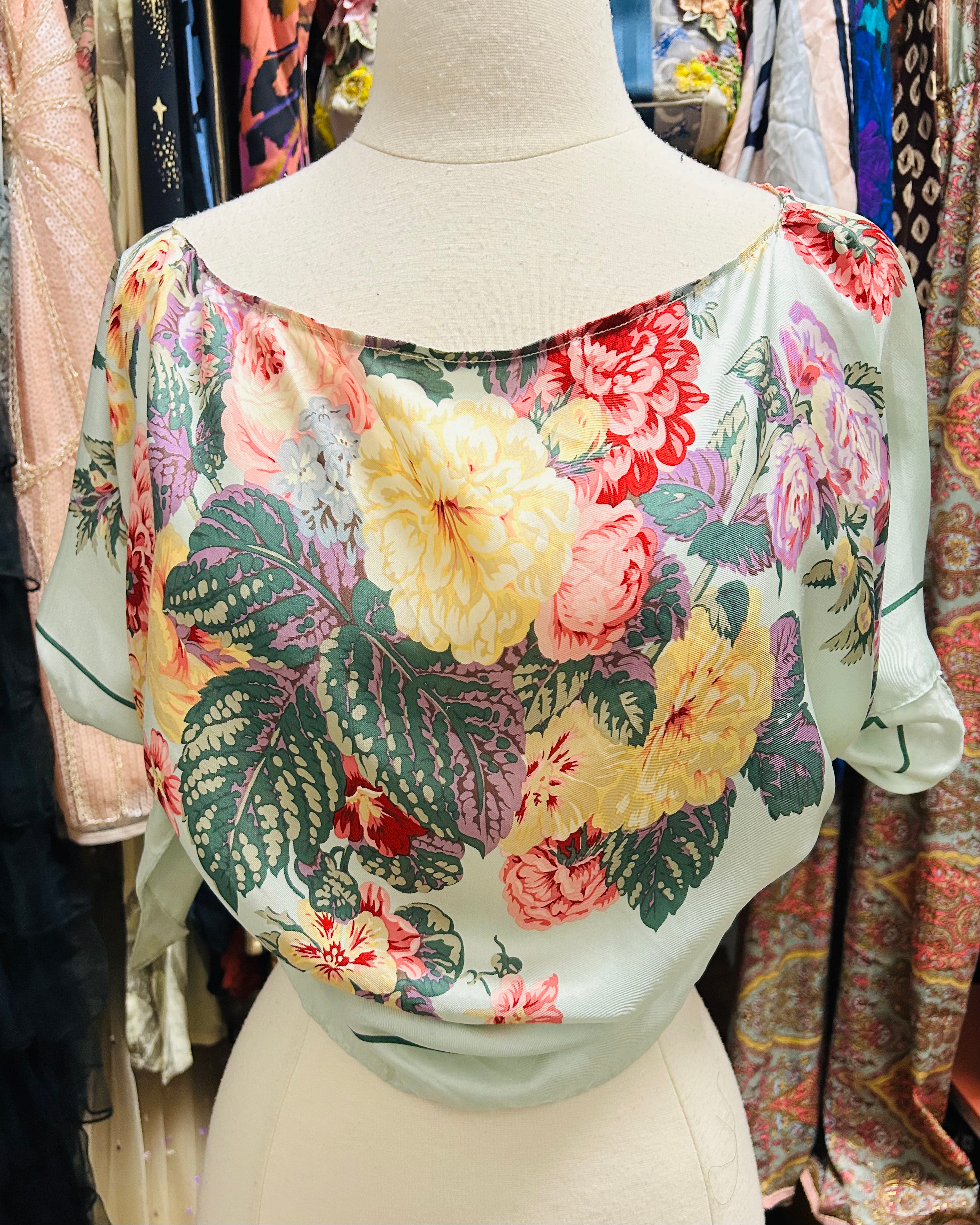 OOAK Vintage Silk Echo Scarf Top