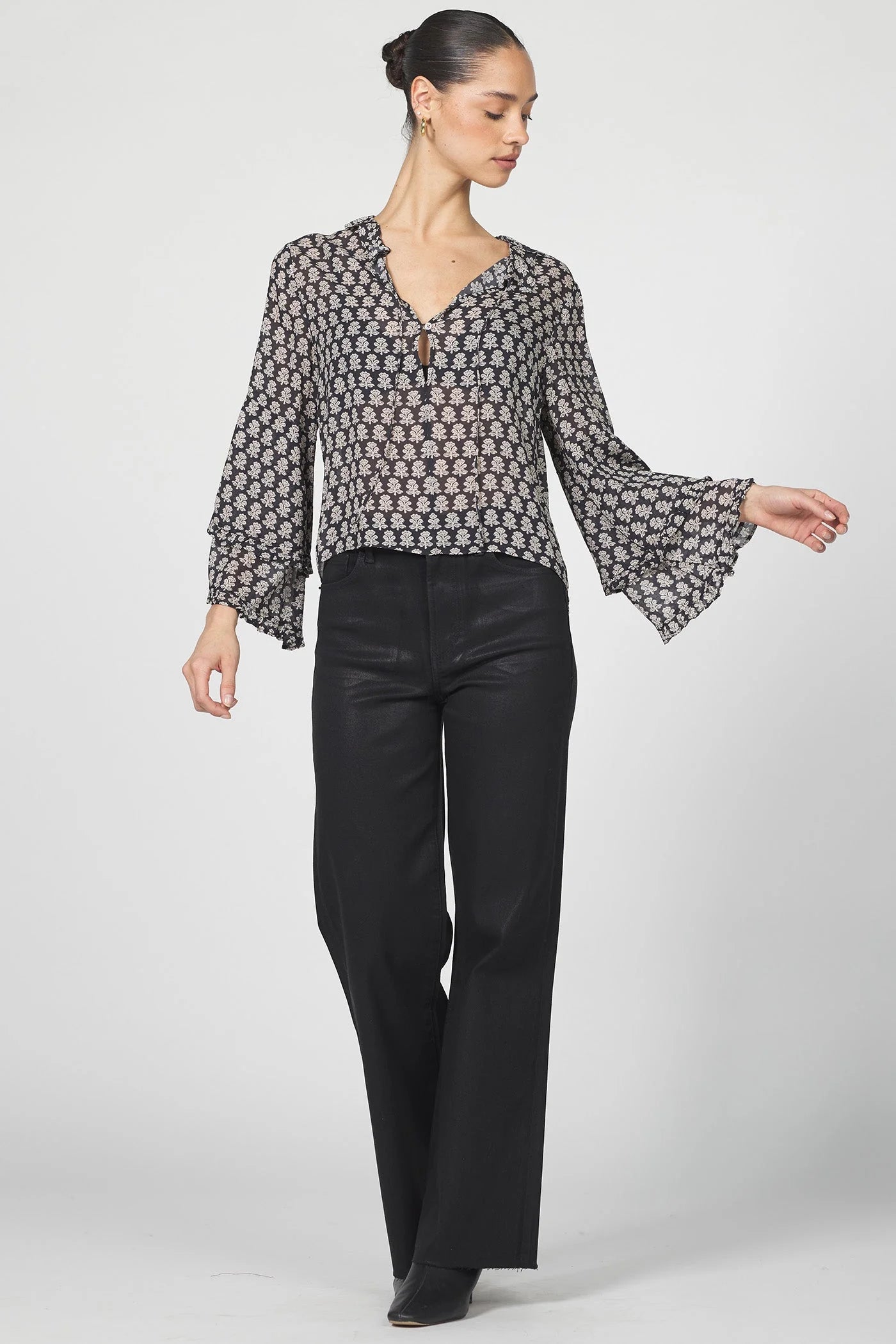Dear John Jacquel Print Long Sleeve Blouse