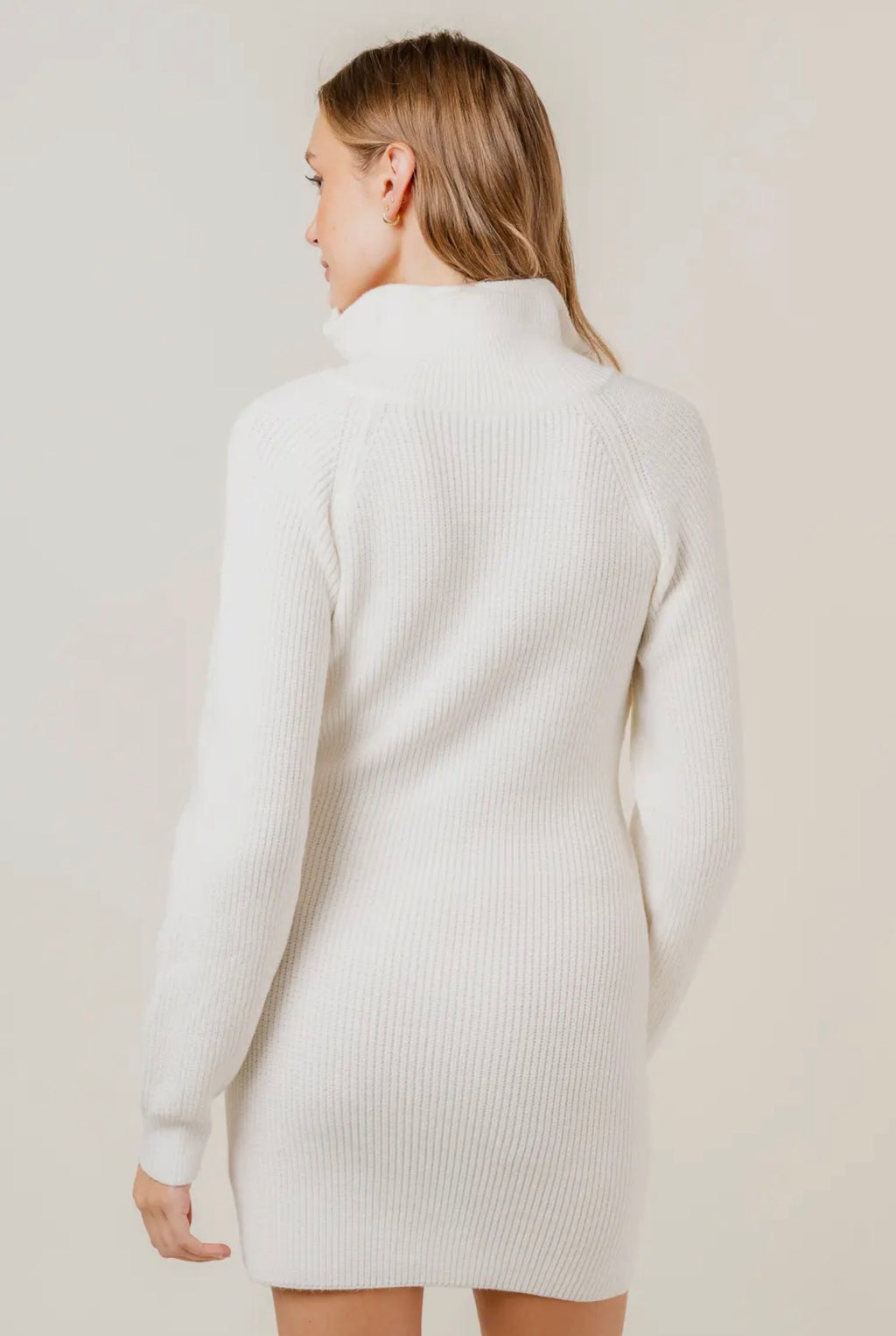LONG SLEEVE MINI SWEATER DRESS WITH ZIPPER