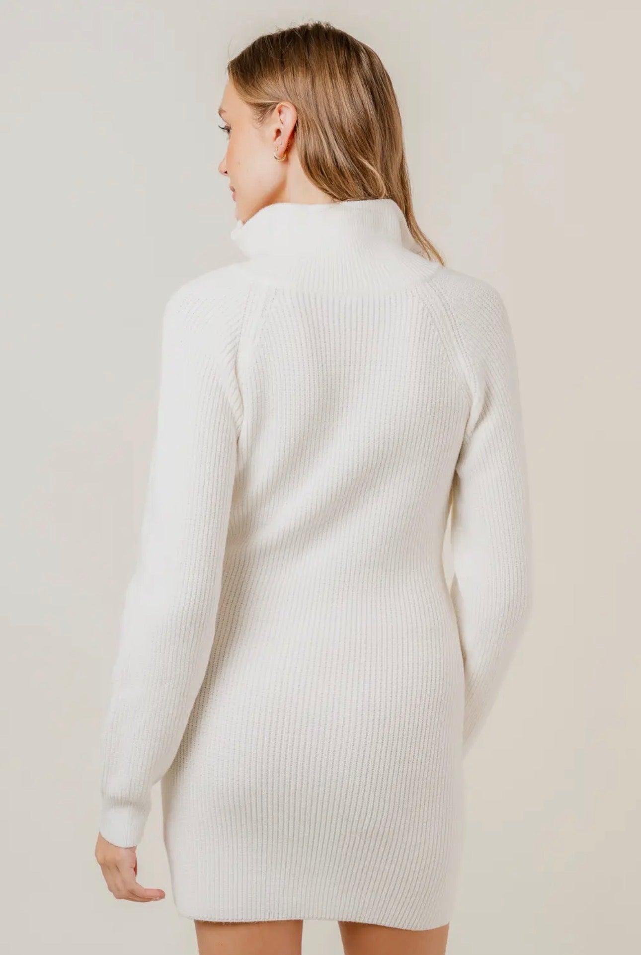 LONG SLEEVE MINI SWEATER DRESS WITH ZIPPER