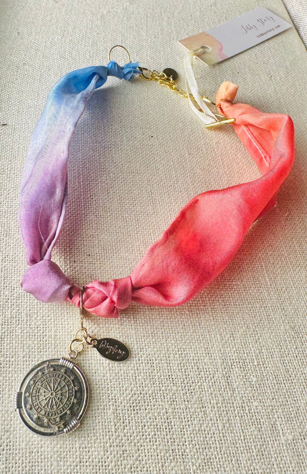 Silk Scarf Necklace for Adding Charms