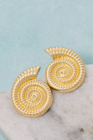 Metallic Nautilus Sea Shell Stud Earrings