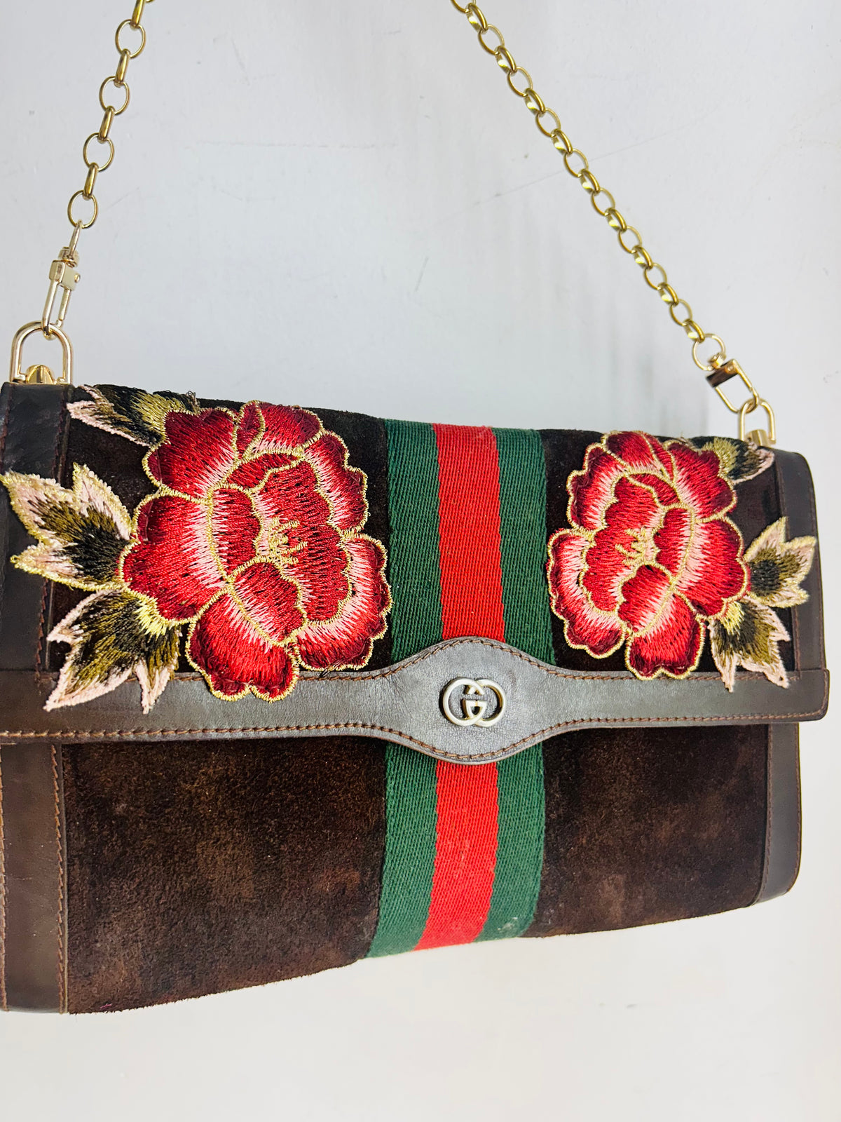 OOAK Vintage Suede Floral Gucci Parfums Clutch