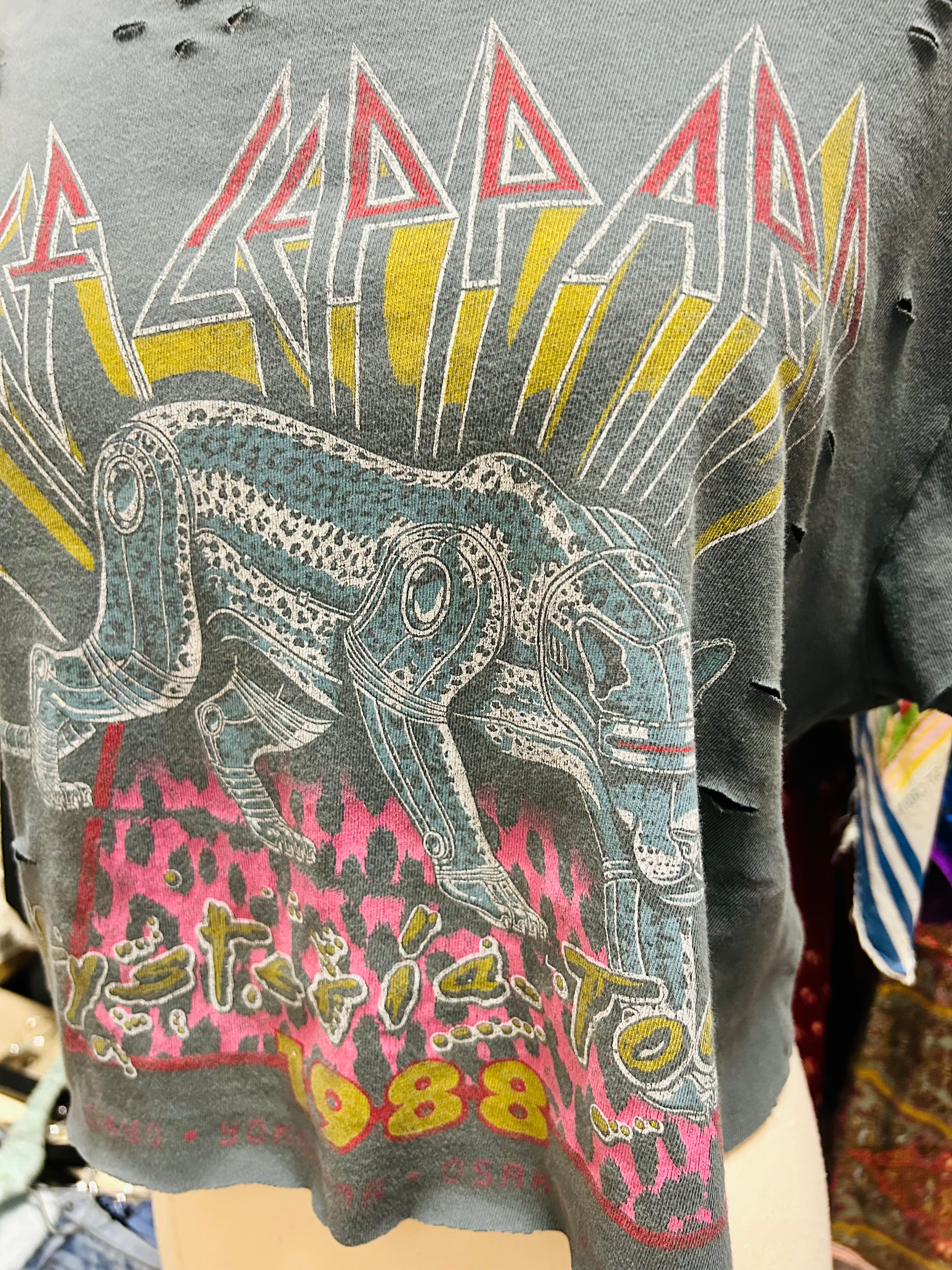 OOAK Upcycled Vintage DEf LEopard Graphic Tee