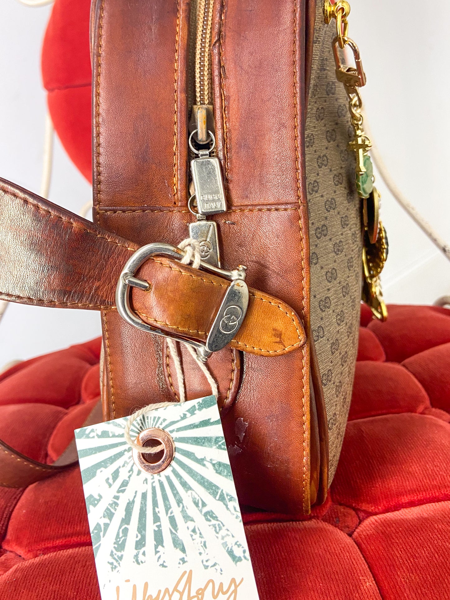 OOAK Vintage Gucci Purse w/ Leather Frame & Bag Chain