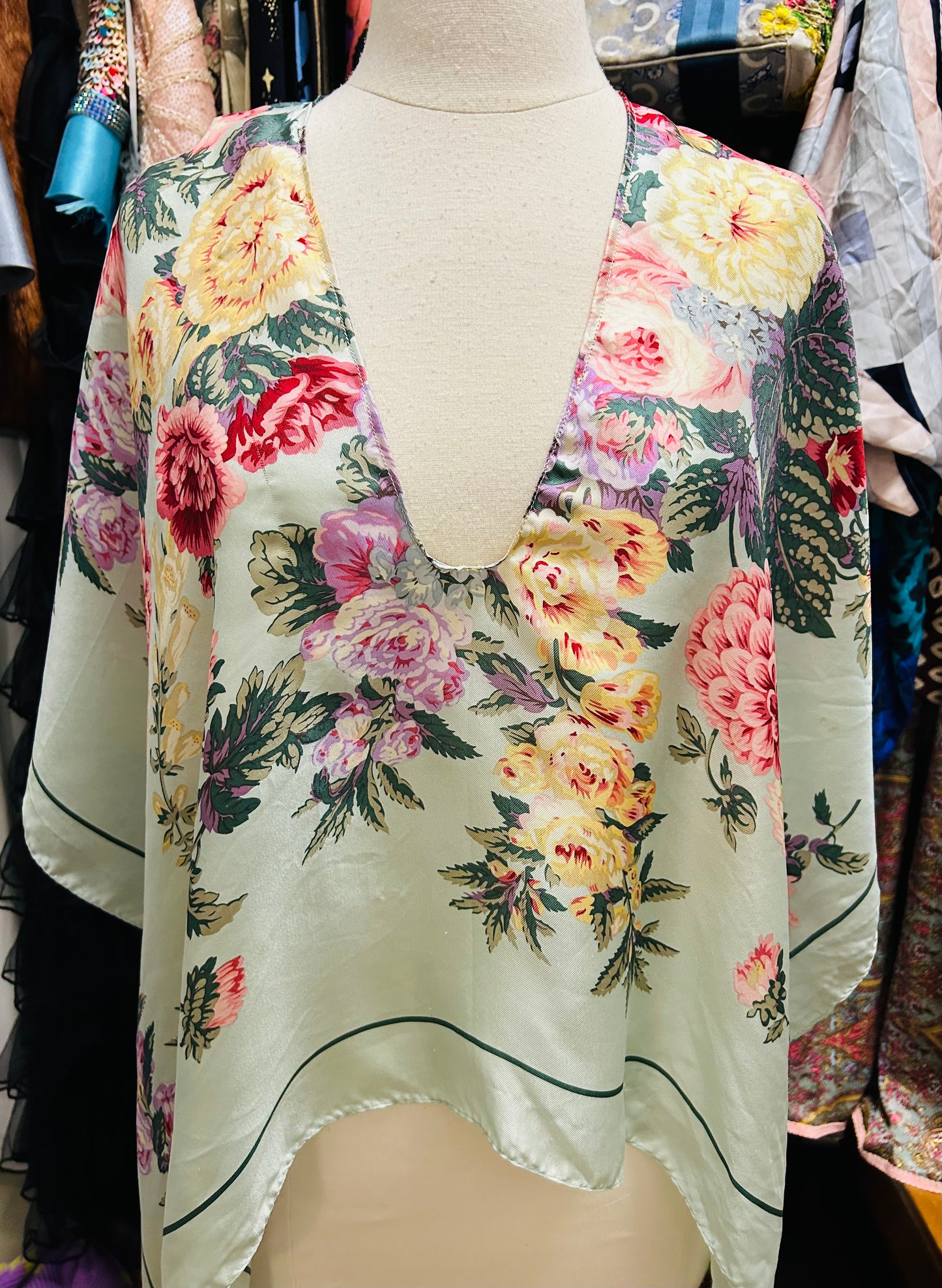 OOAK Vintage Silk Echo Scarf Top