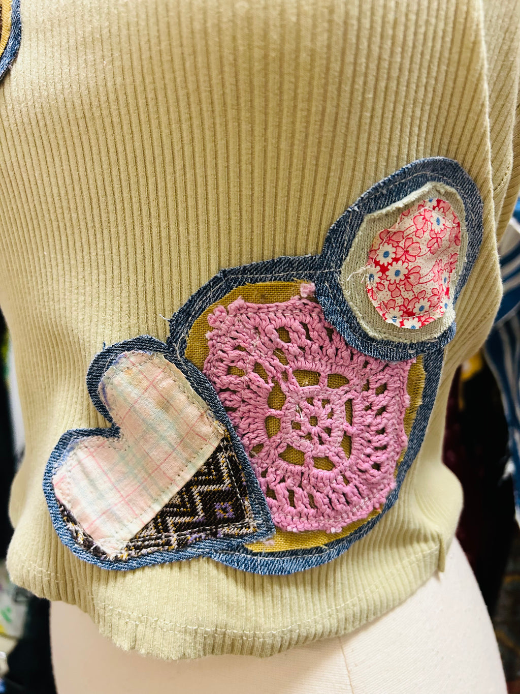 OOAK Vintage Quilt Square Dot Tank