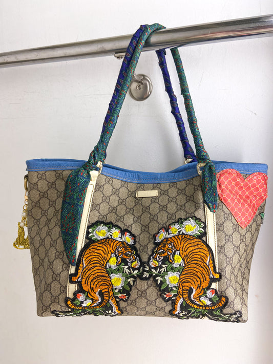 OOAK VINTAGE GUCCI PURSE WITH FLORAL TIGERS