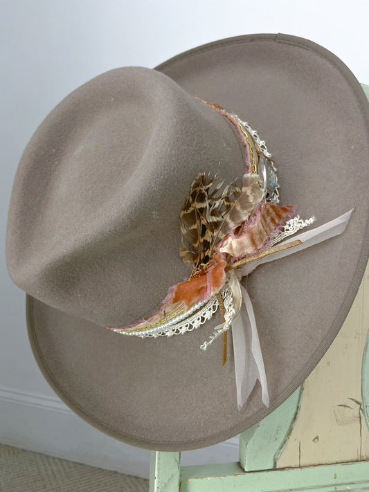 OOAK Peter Grim Taupe Upcycled Wool Hat