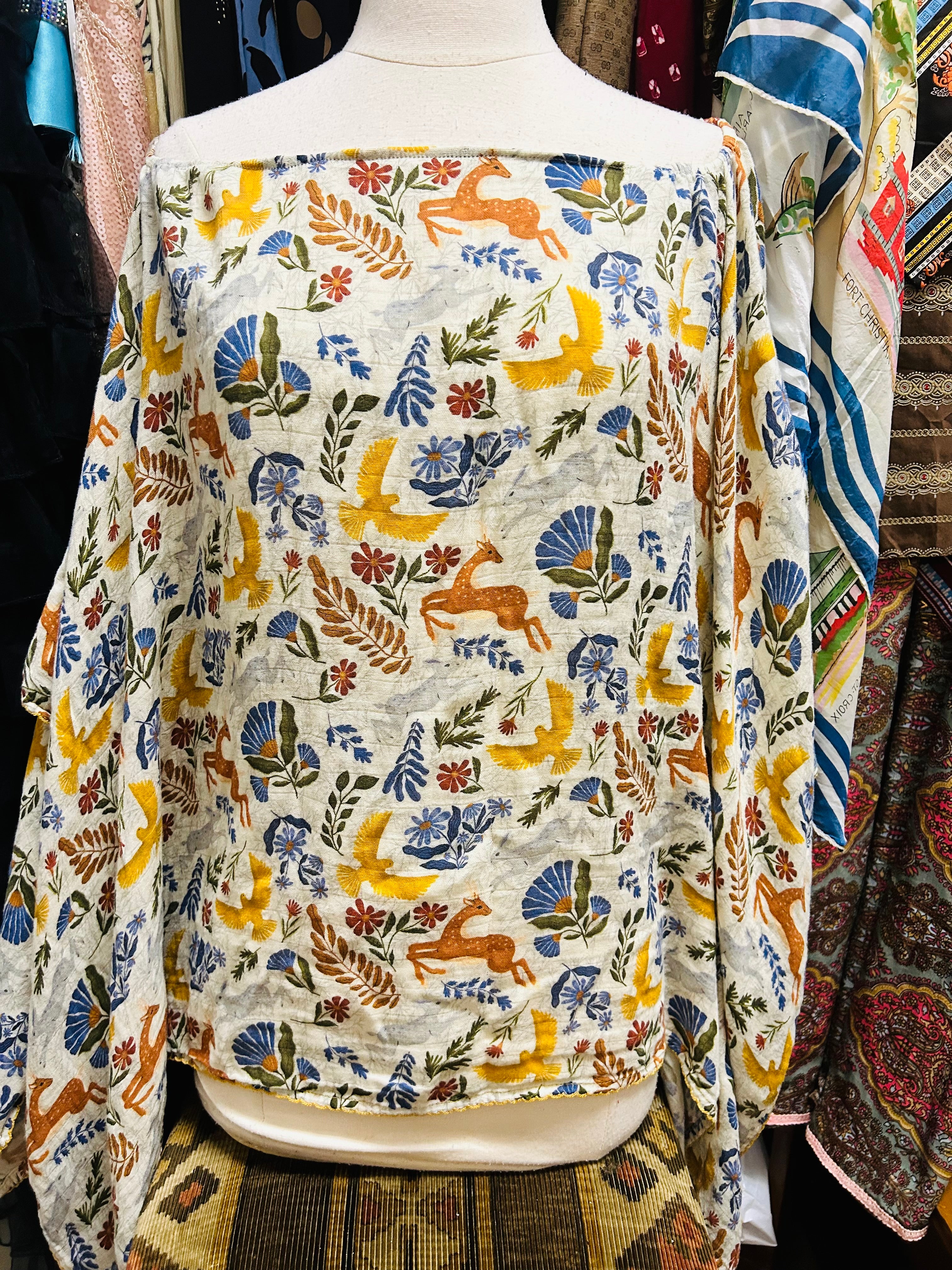 OOAK Bird Song Poncho or One Shoulder Top