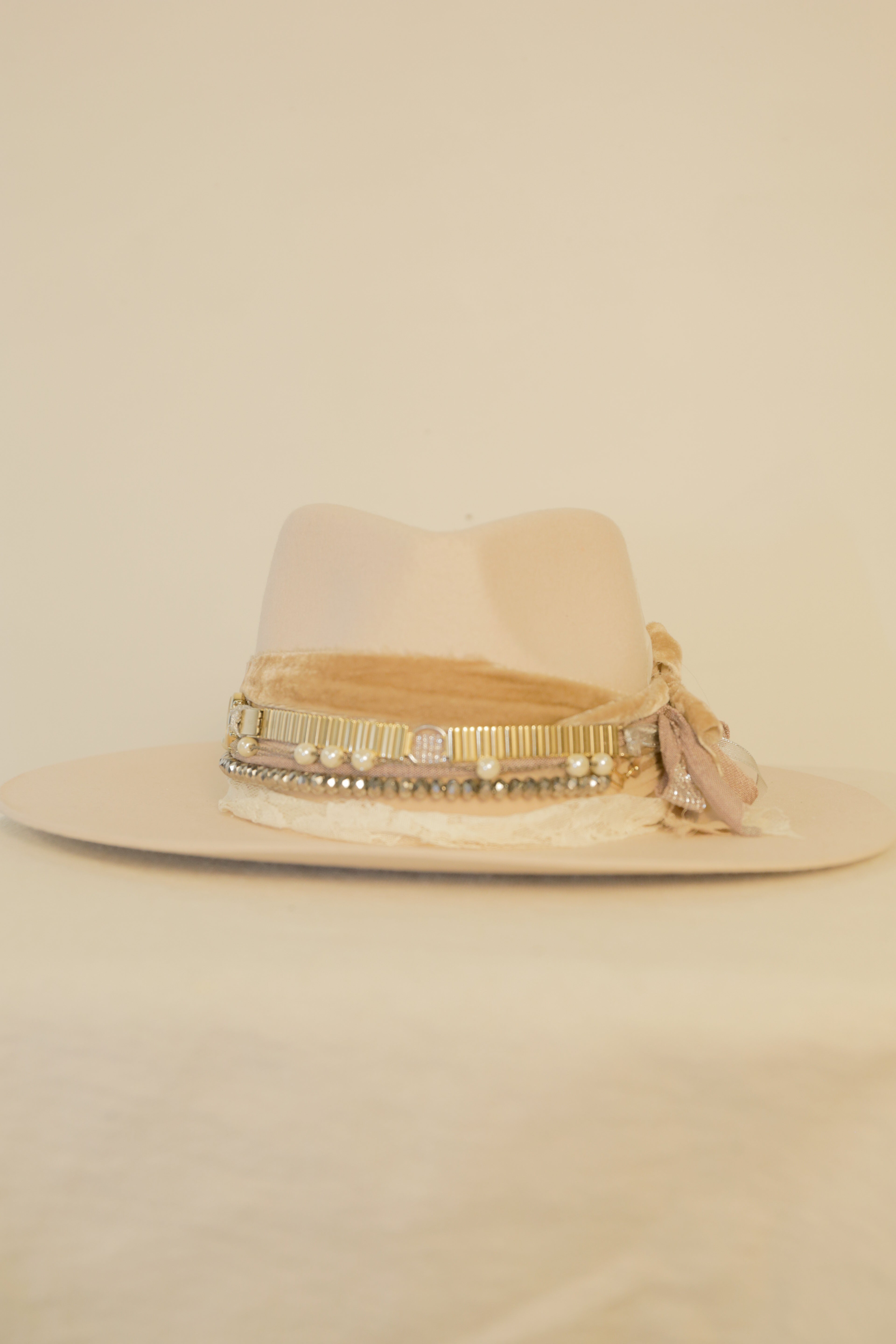 OOAK Vintage Watch & Pearl Wool Hat