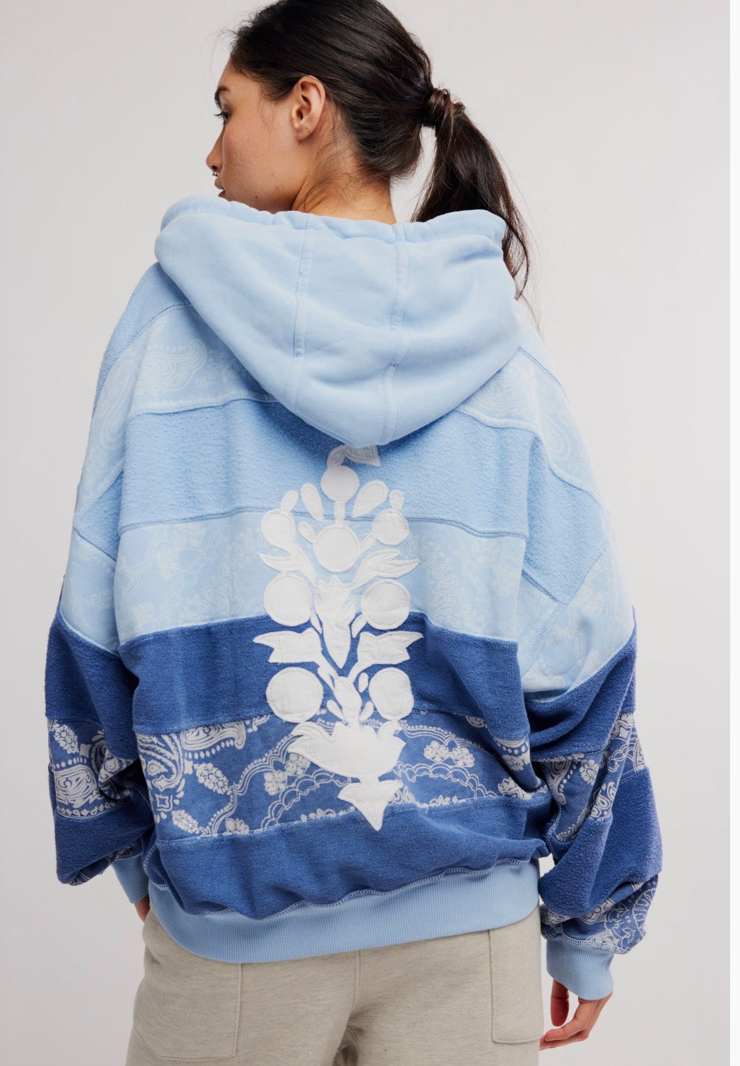 FREE PEOPLE FINAL CALL LOGO BANDANA PRINT HOODIE