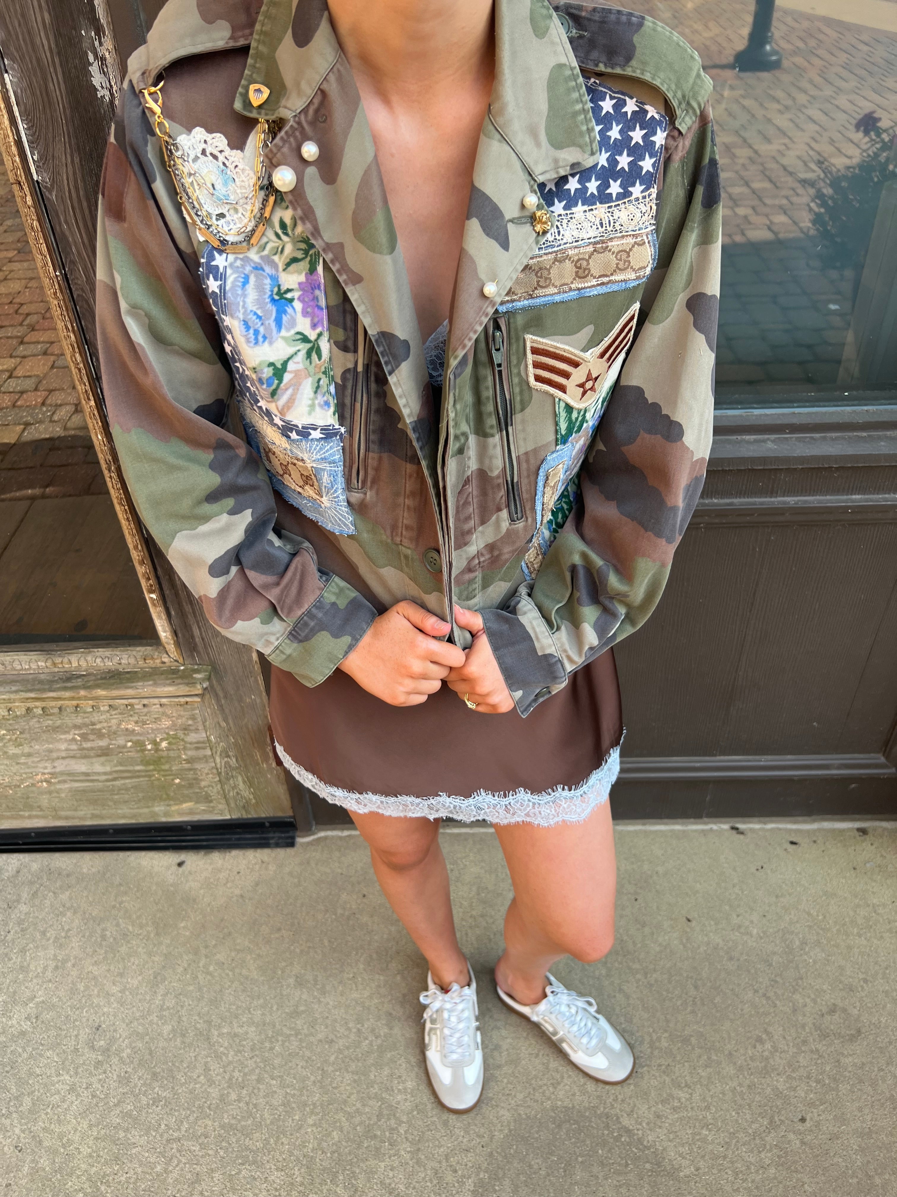 OOAK Vintage Military Scarf/Remix Jacket