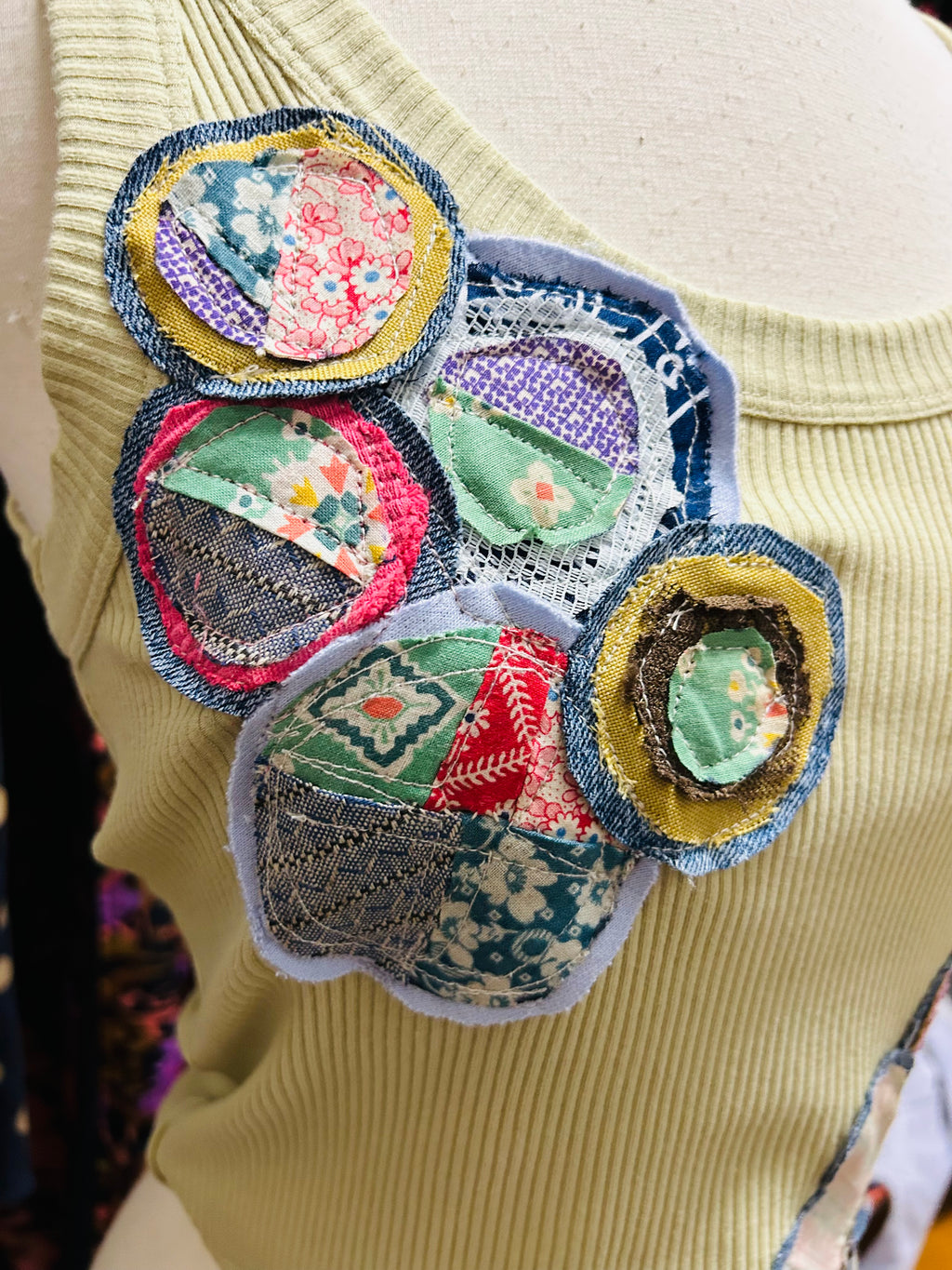 OOAK Vintage Quilt Square Dot Tank