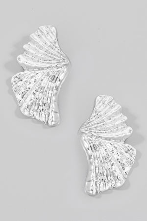 Metallic Half Geometric Leaf Stud Earrings
