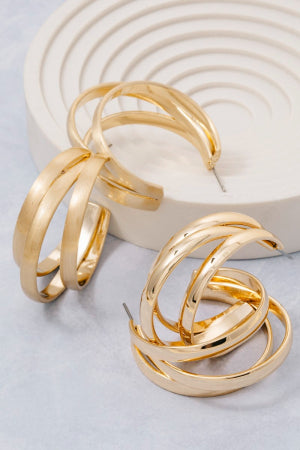 Triple Layered Metallic Hoop Earrings