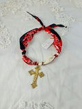 Silk Bandana Cross Necklace