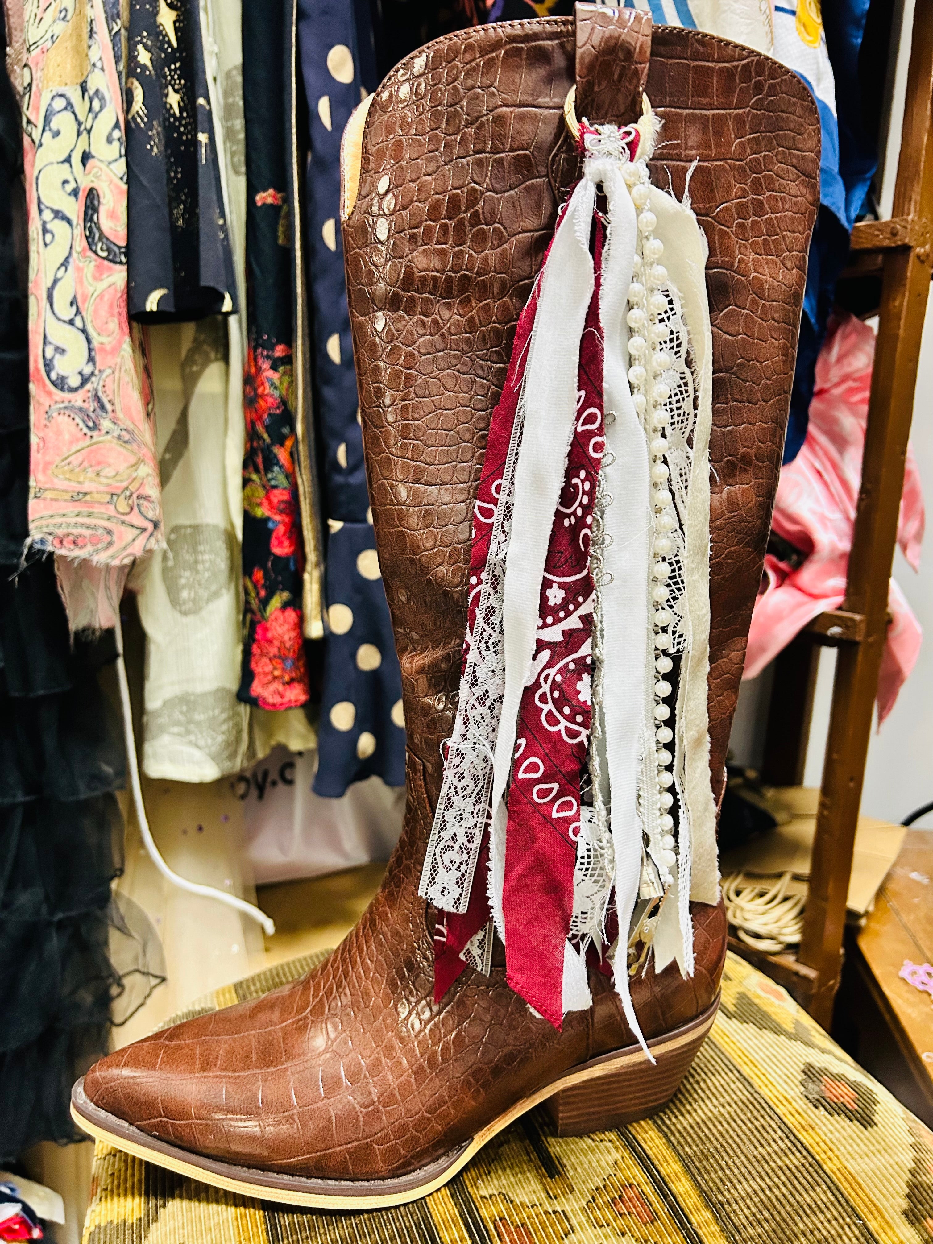 Handmade Large Boot Fabric Charms