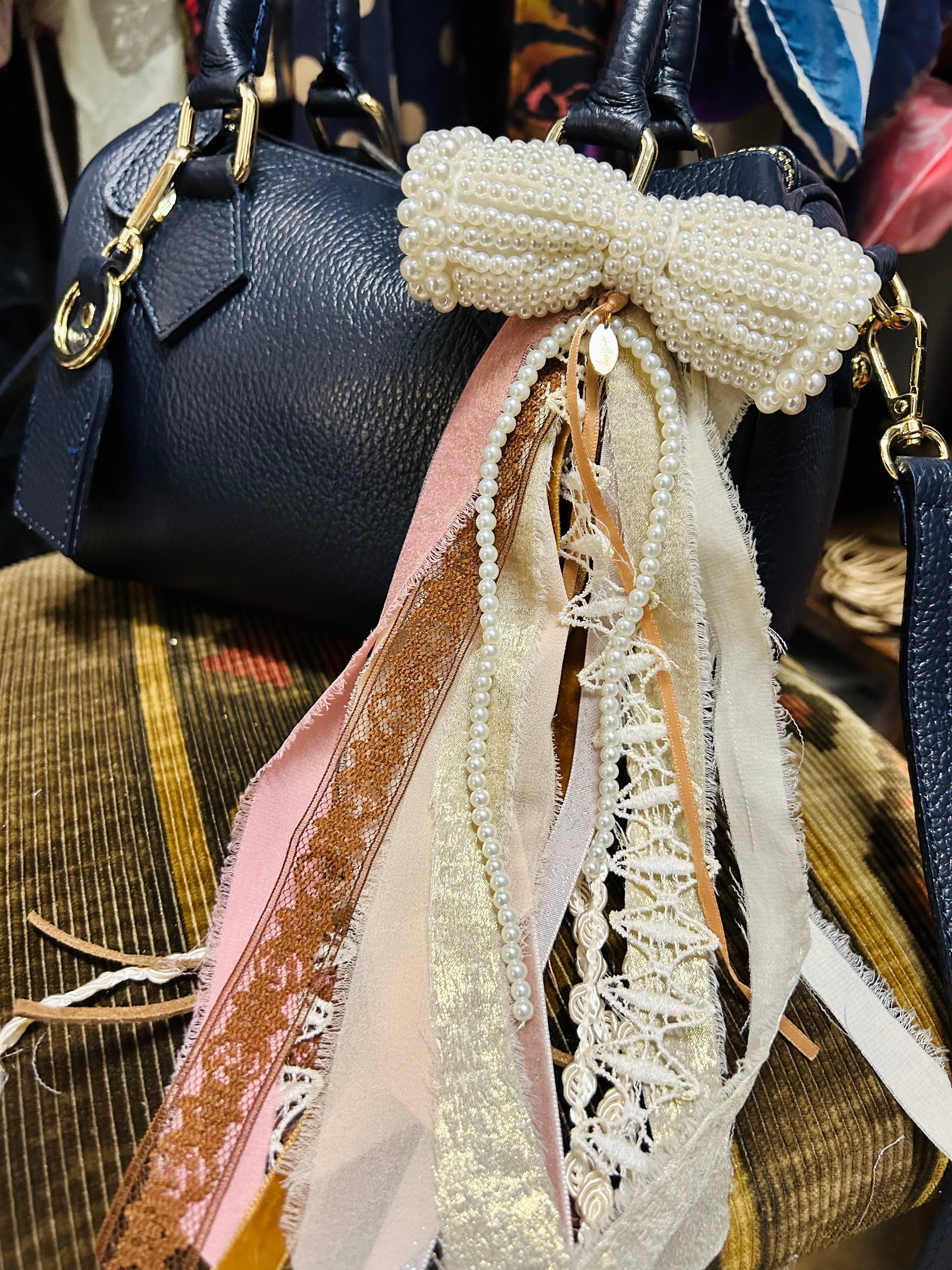 OOAK Pearl Bow Purse/Boot Charm