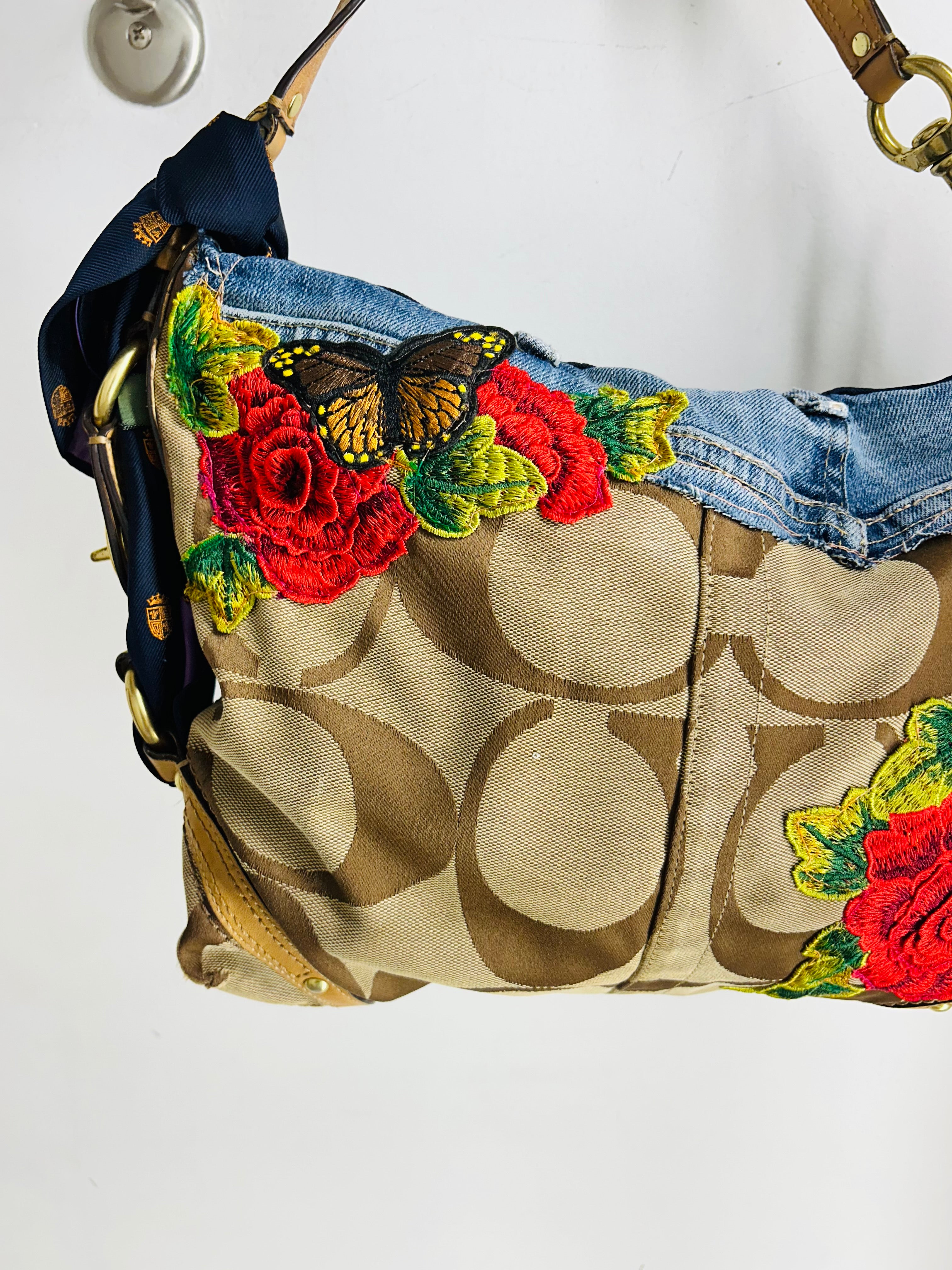 OOAK Vintage Coach & Floral Tiger Tie Bag