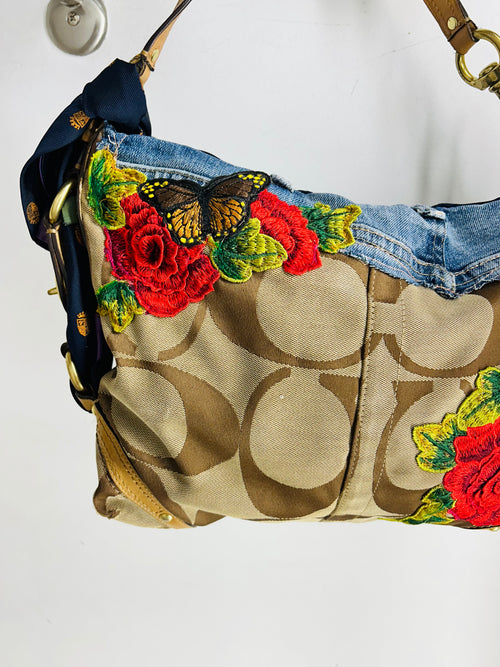 OOAK Vintage Coach & Floral Tiger Tie Bag