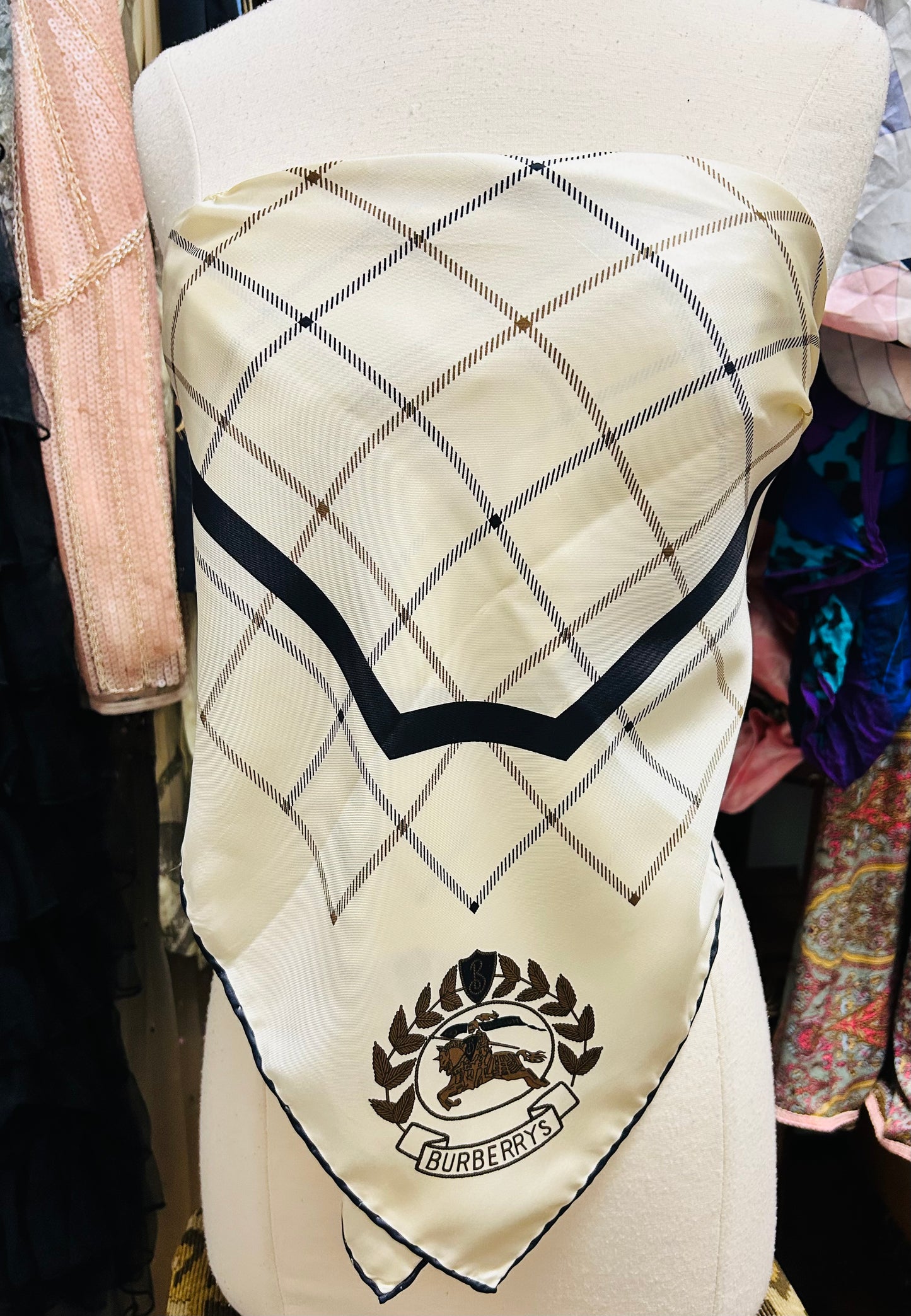 OOAK Vintage Burberry Silk Scarf Top