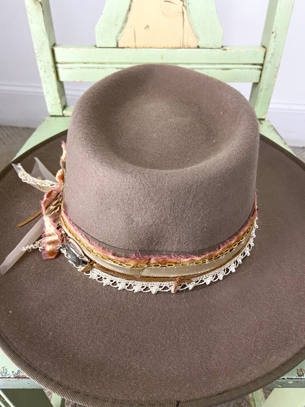 OOAK Peter Grim Taupe Upcycled Wool Hat