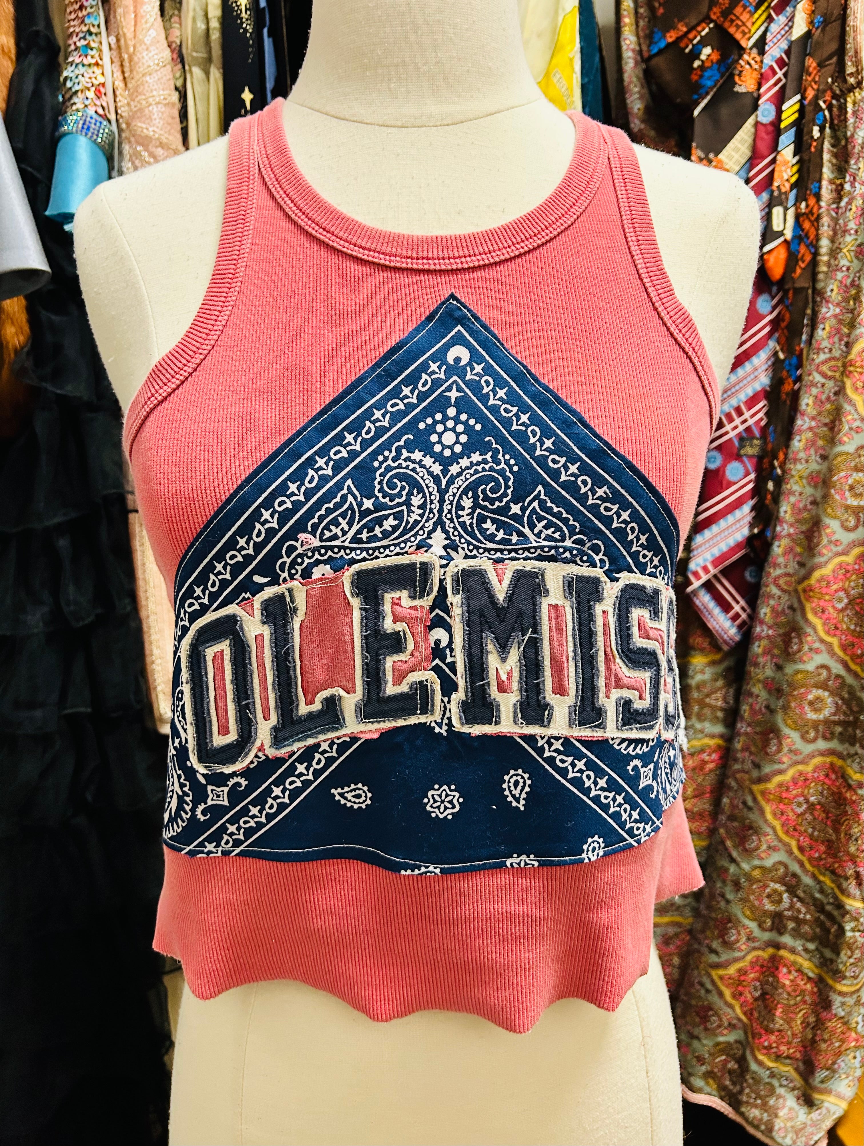 OOAK Ole Miss Bandana Upcycled Tee
