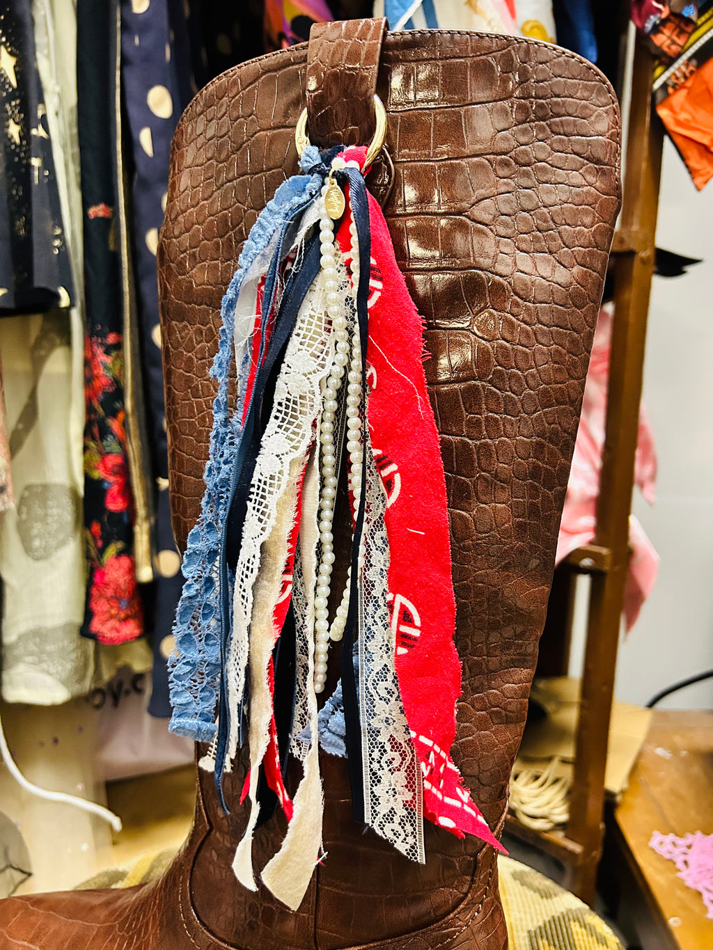 Handmade Medium Fabric Boot Charm