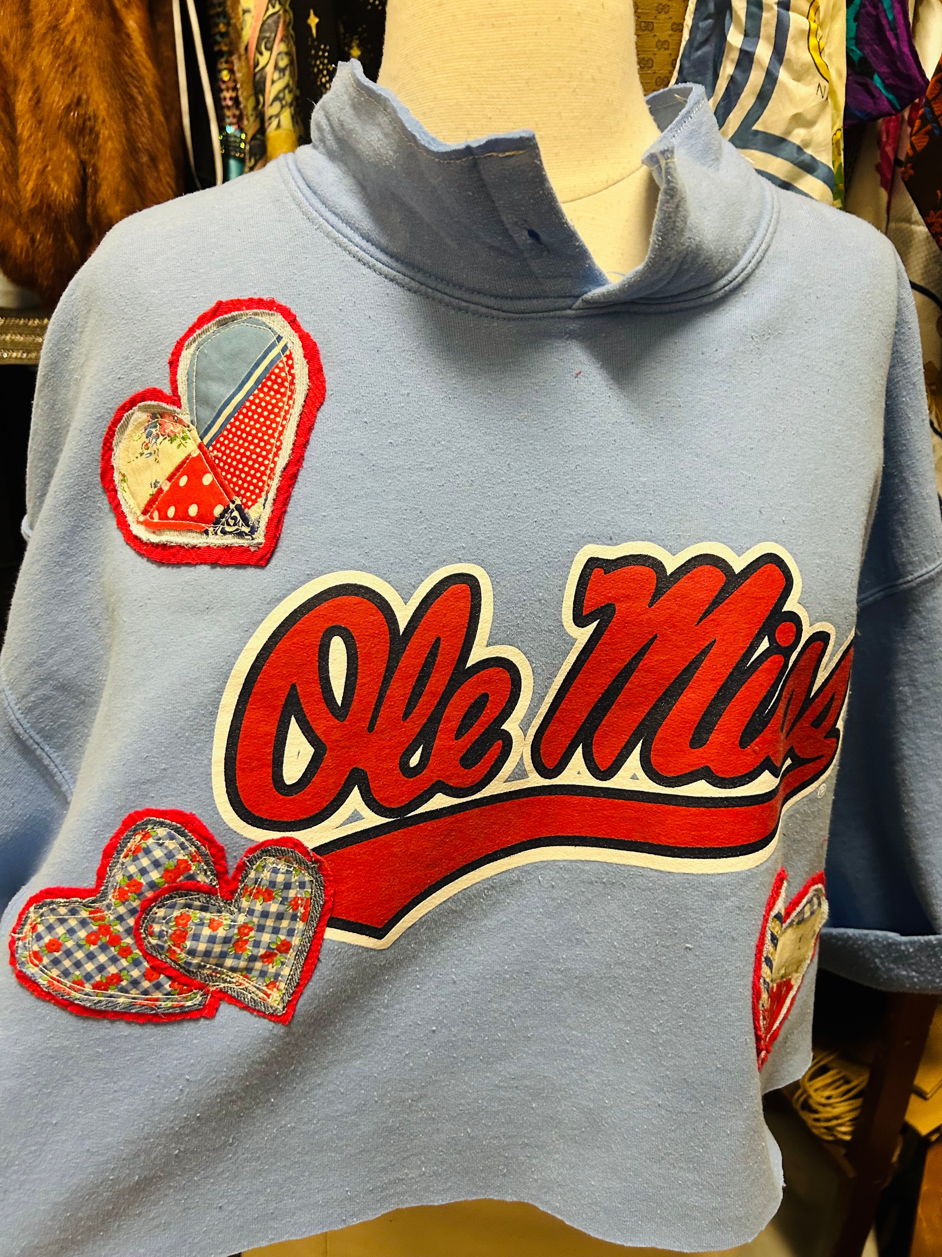 OOAK Ole Miss Love Patchwork Sweatshirt