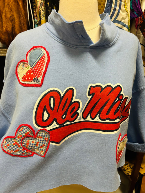 OOAK Ole Miss Love Patchwork Sweatshirt