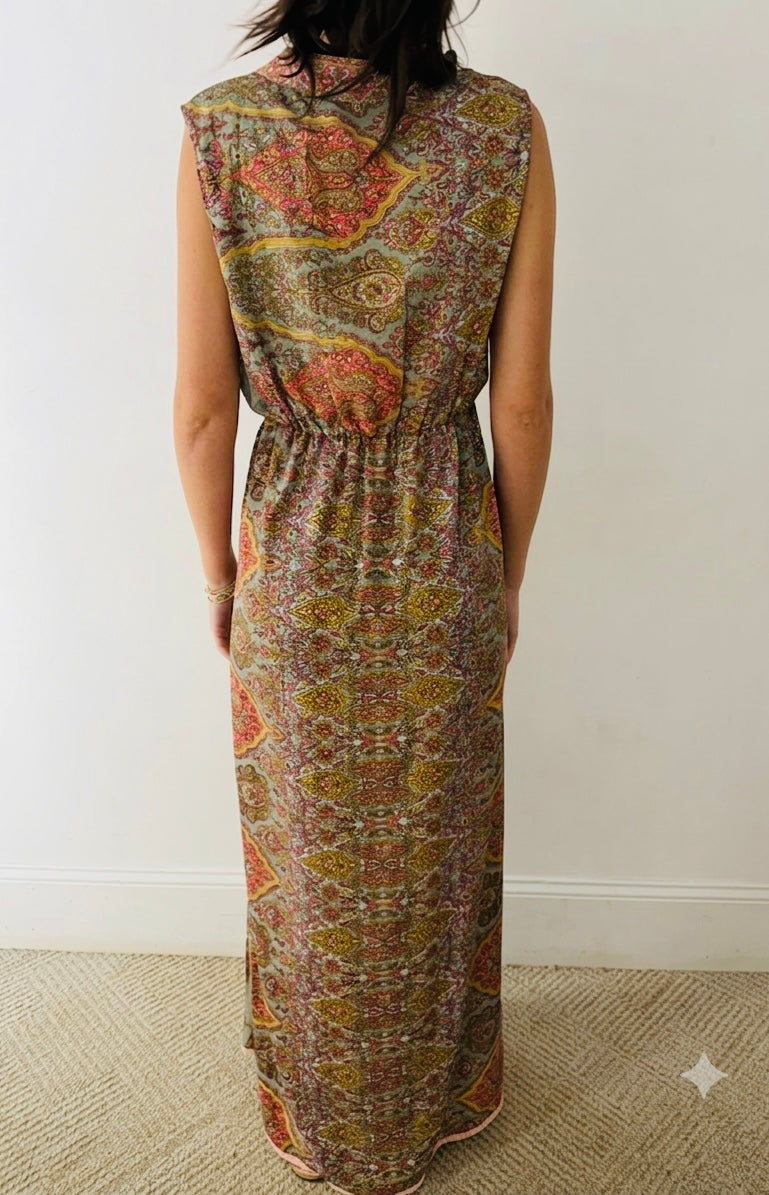 OOAK Vintage Silk Boho Maxi Dress