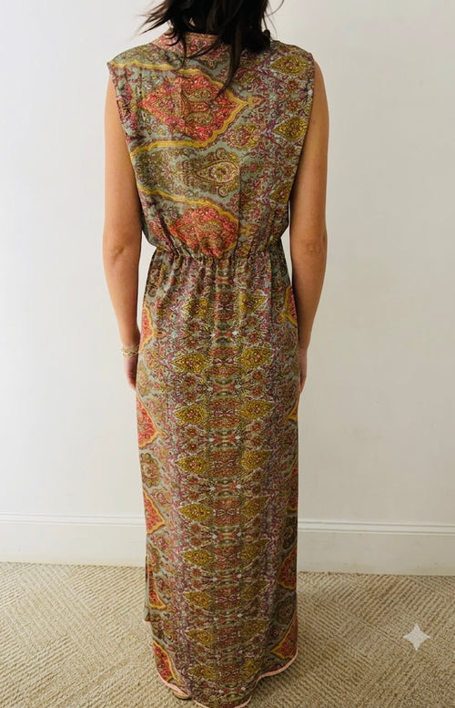 OOAK Vintage Silk Boho Maxi Dress