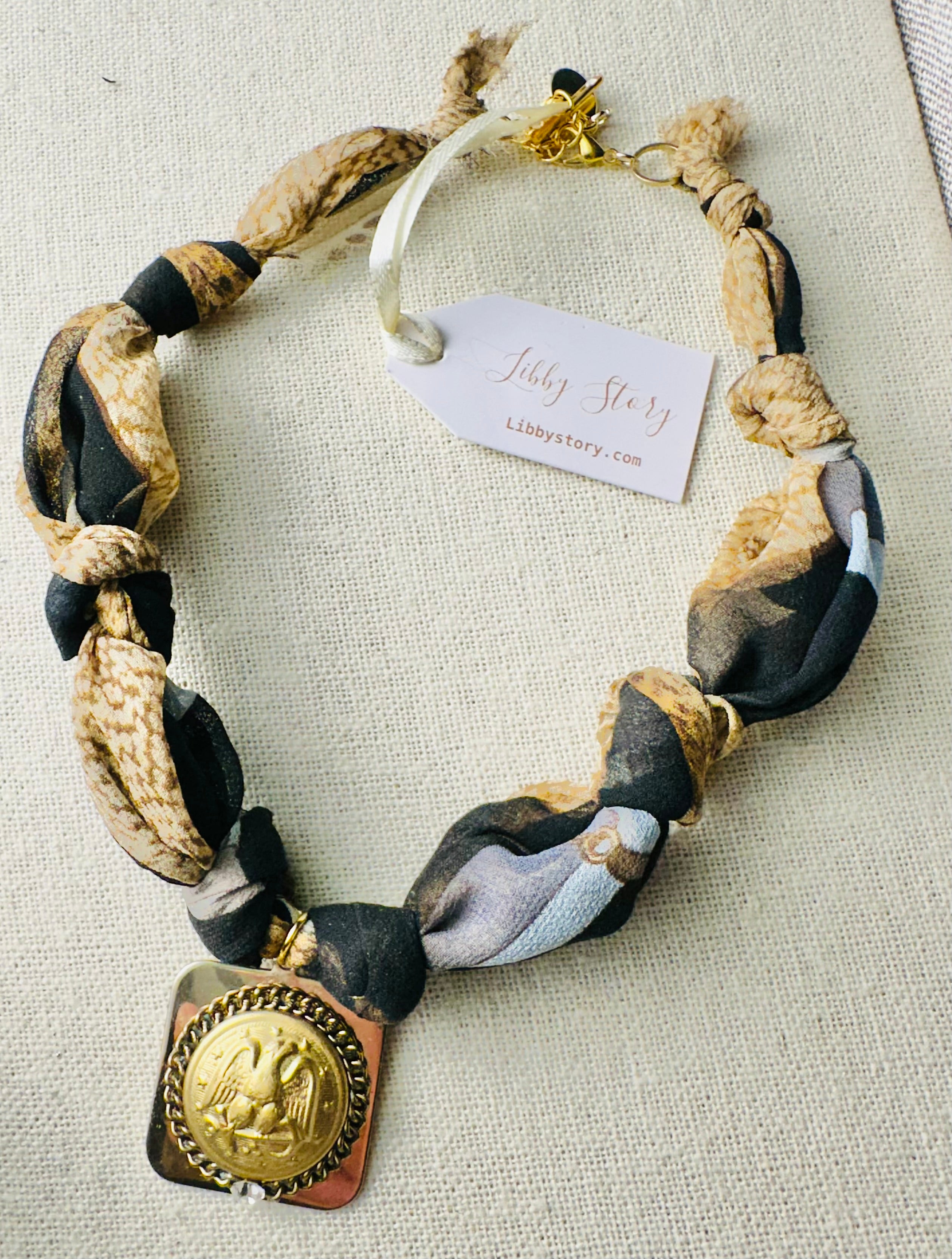 Regal OOAK Scarf and Pendant Necklace
