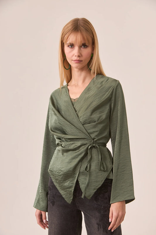 Nekane Satin Wrap Blouse