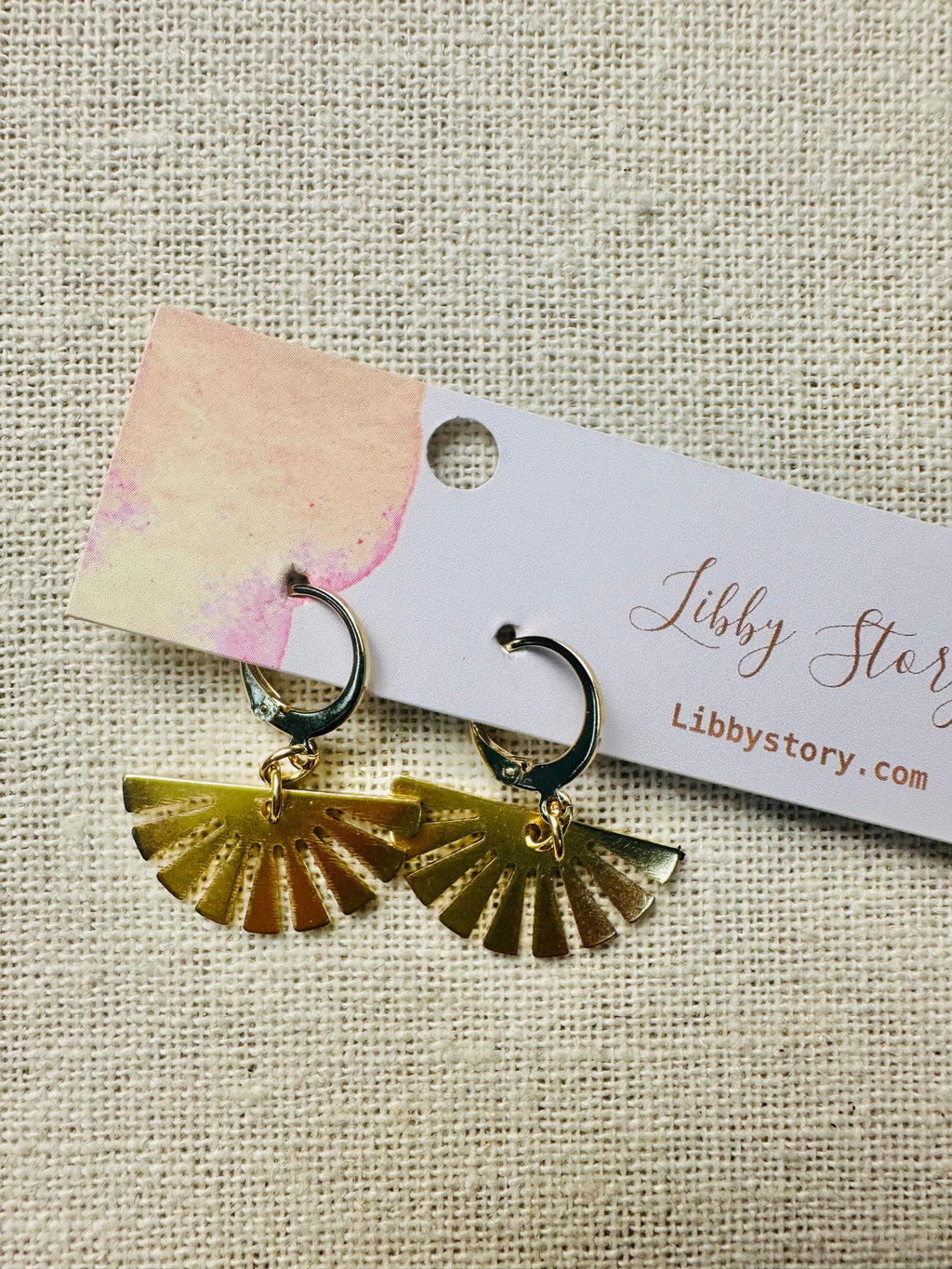 Brass Fan Dangle Earrings