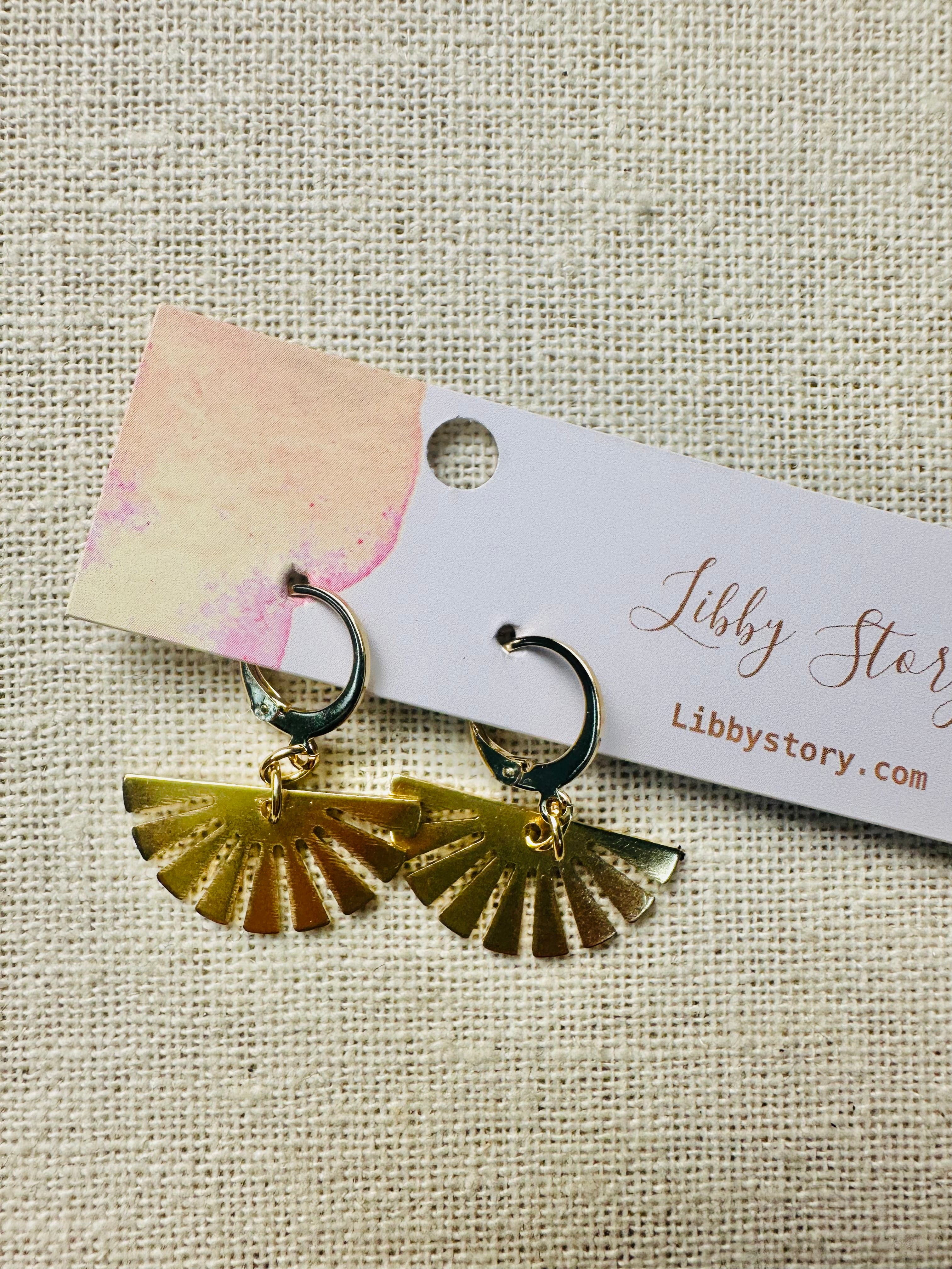 Brass Fan Dangle Earrings