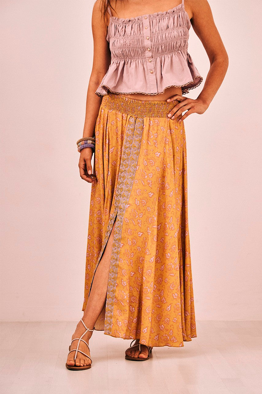 Flowers Slit Maxi Skirt
