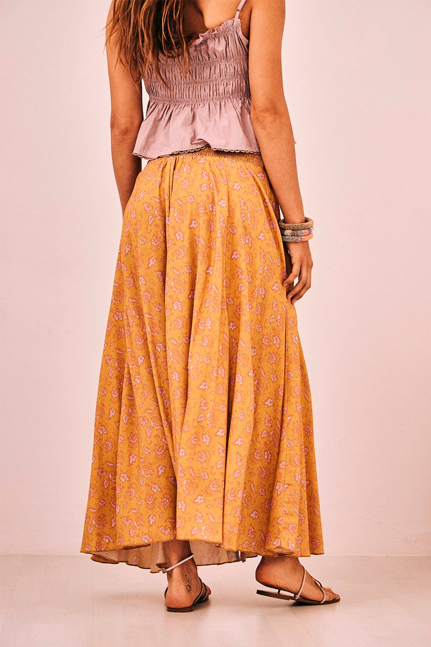 Flowers Slit Maxi Skirt