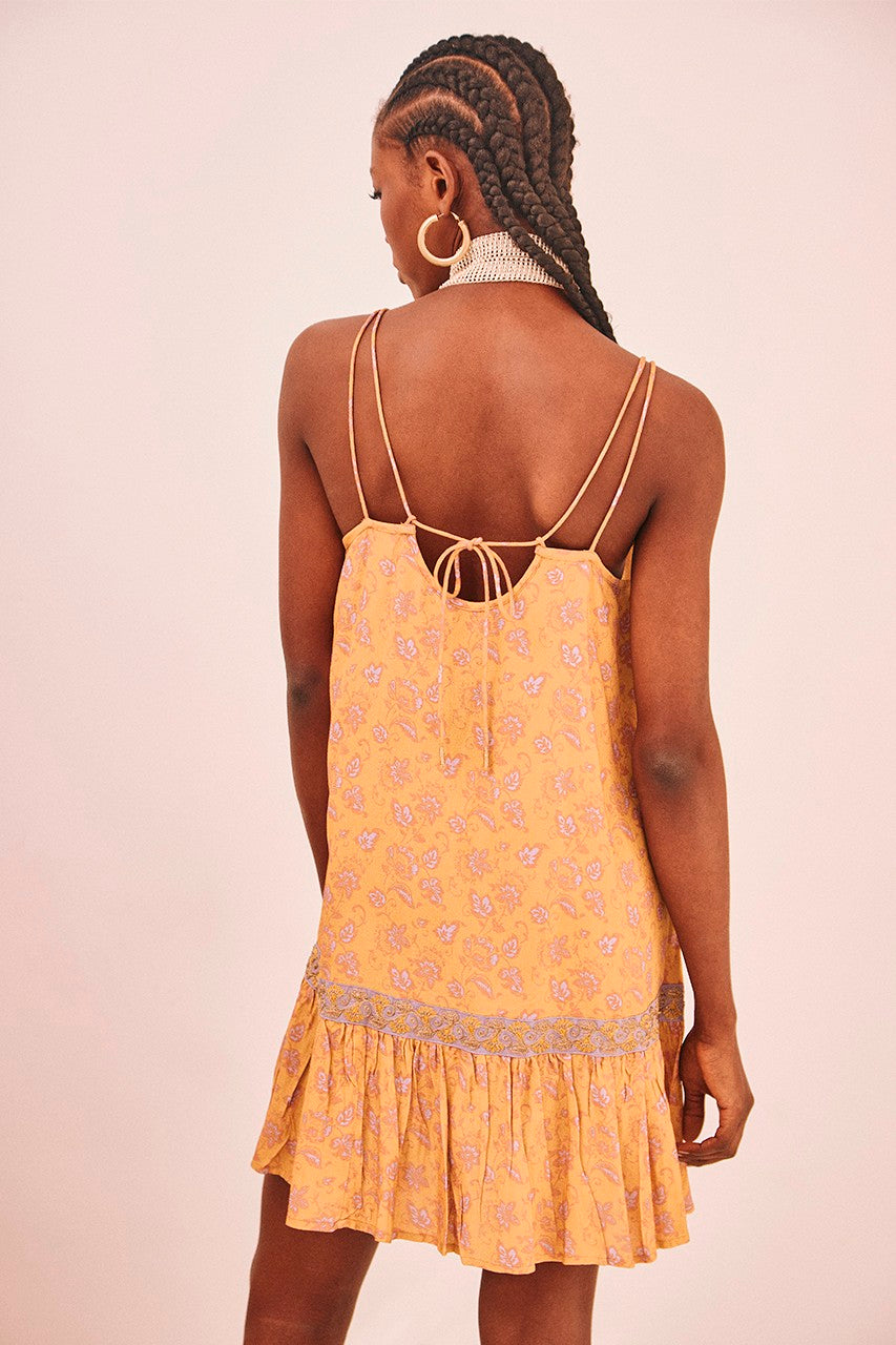 Nekane Leaves Printed Mini Dress with Embroidery