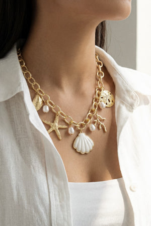 Assorted Sealife Charms Chain Necklace