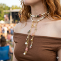 OOAK Metallic Accent Glass & Charm Belt or Necklace