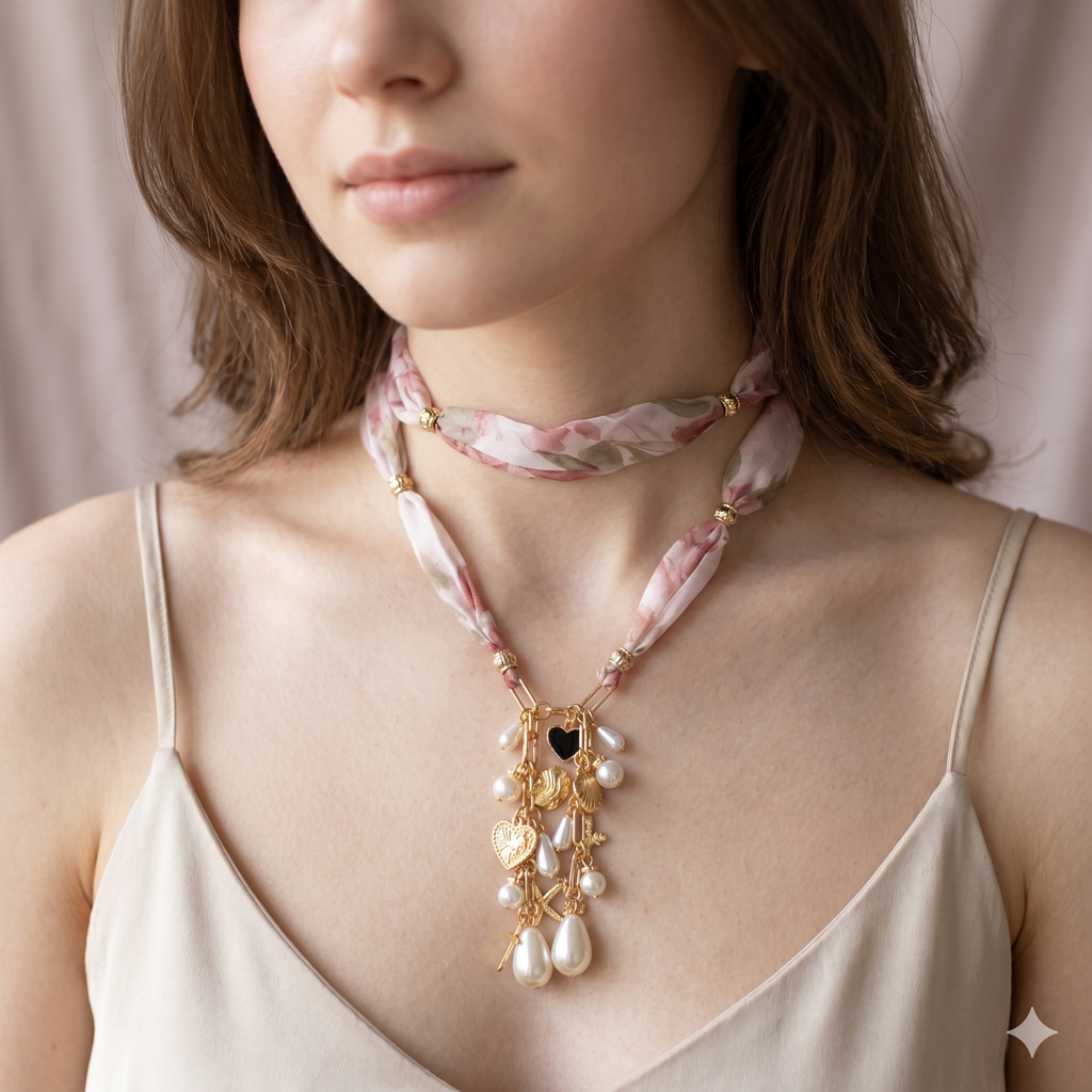 OOAK Chiffon & Charms Necklace or Belt